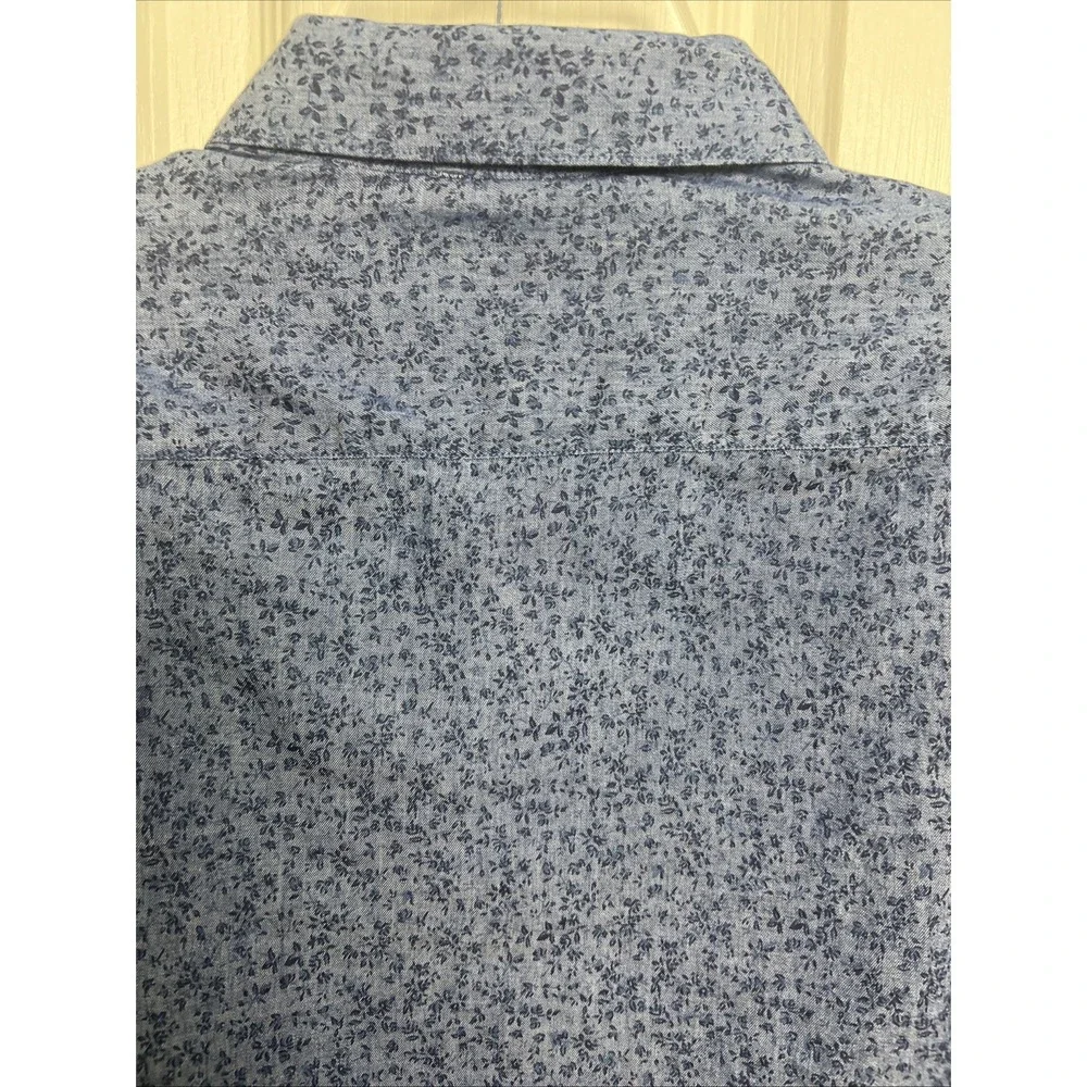 Banana Republic Men's Shirt Sz Large Soft Wash Tailored Slim Fit Blue Floral A38